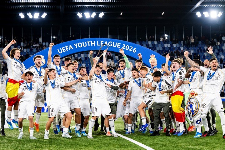 Los futbolistas del Real Madrid en el festejo.