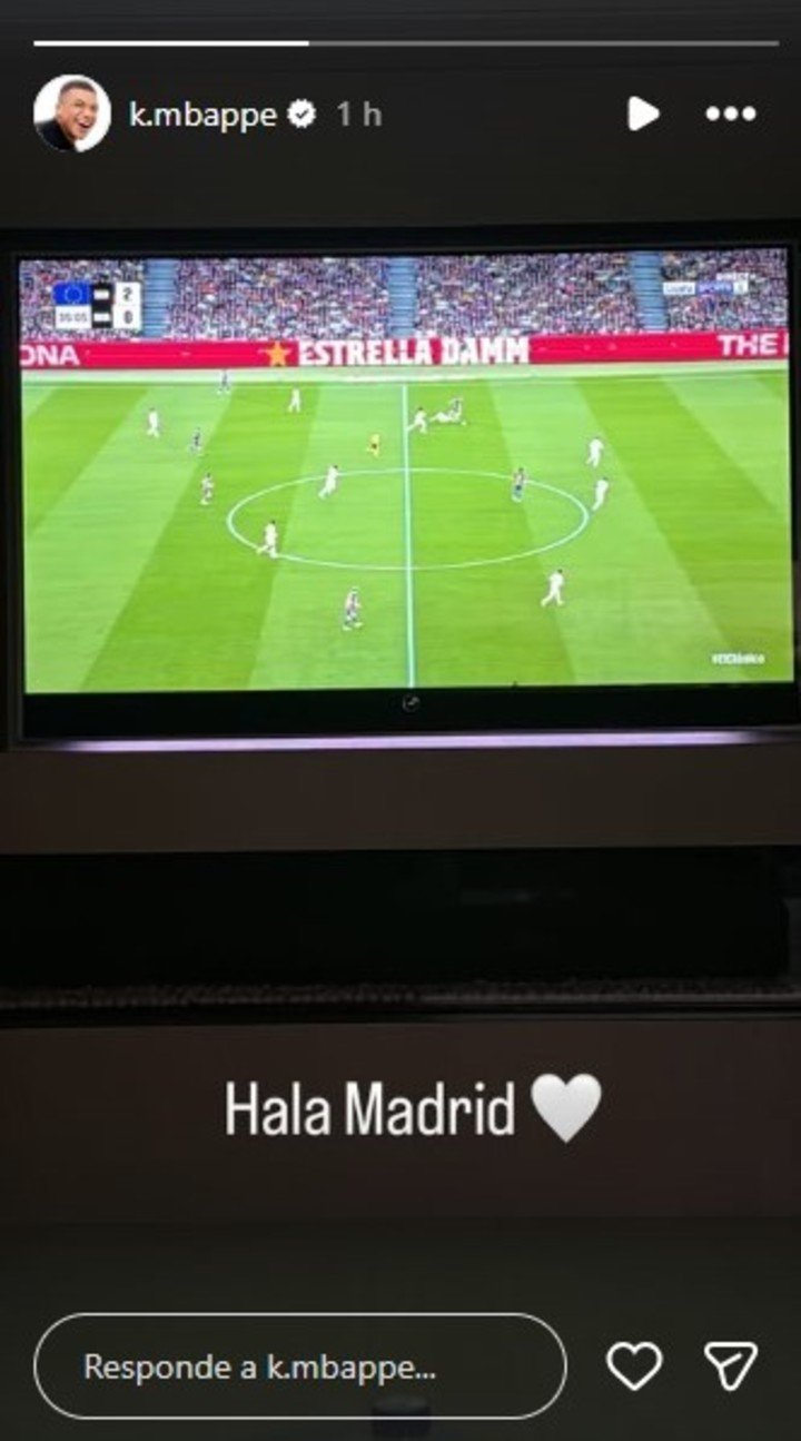 La historia que publicó Kyllian Mbappé durante el clásico.