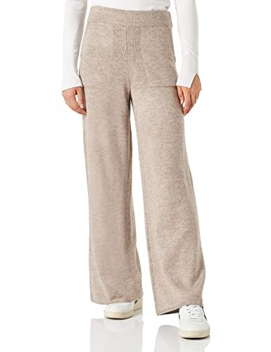 The Drop Cynthia Pantalón de Punto con Pierna Ancha para Mujer, Mushroom Jaspeado, XS