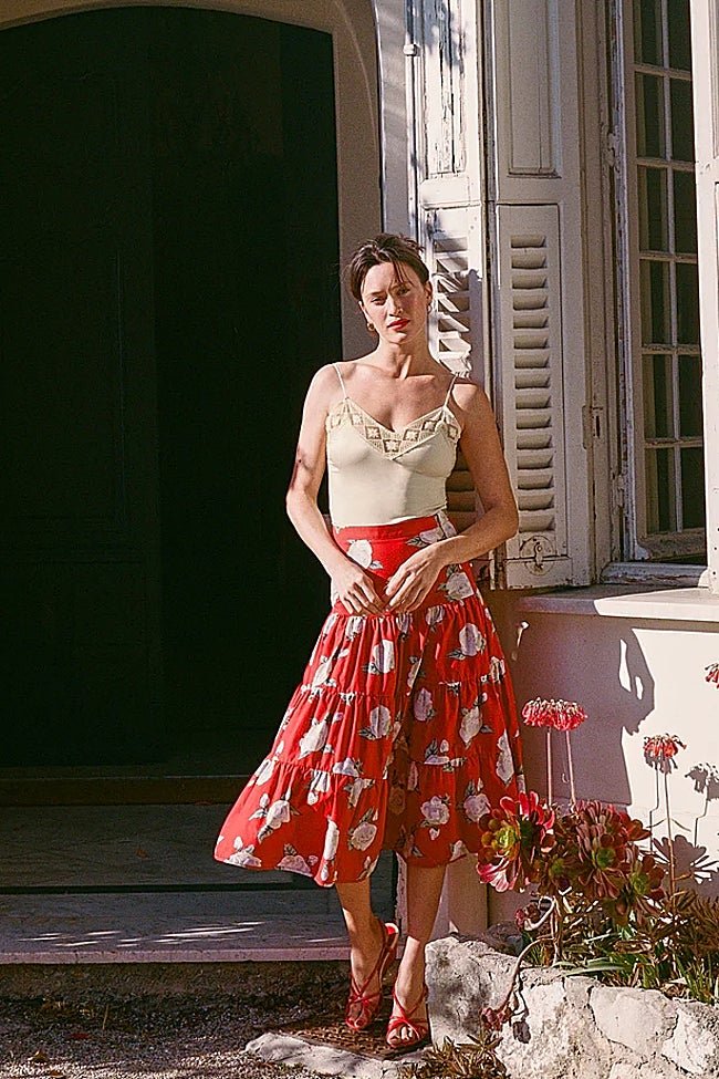 Falda roja de Rouje (225 euros)