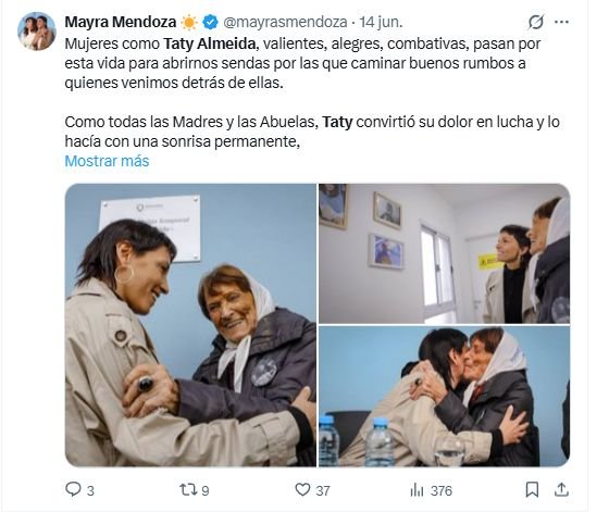 Despedida de Mayra Mendoza a Taty Almeida