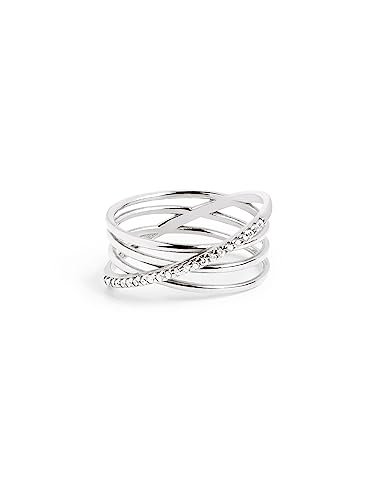 SINGULARU - Anillo Comete. Plata de Ley con Acabado Baño en Rodio. Joyas para Mujer. Talla 20