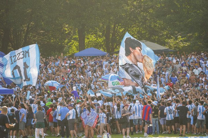 Los hinchas argentinos en el último Banderazo en este Mundial.