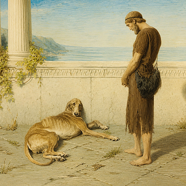 El cuadro Ulises y Argos del pintor inglés Briton Riviére.