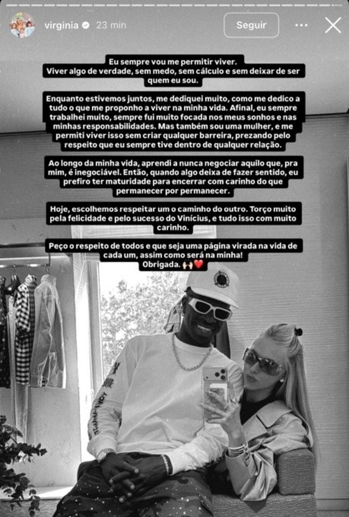 Vinicius con Virgina. (FOTO: Instagram)