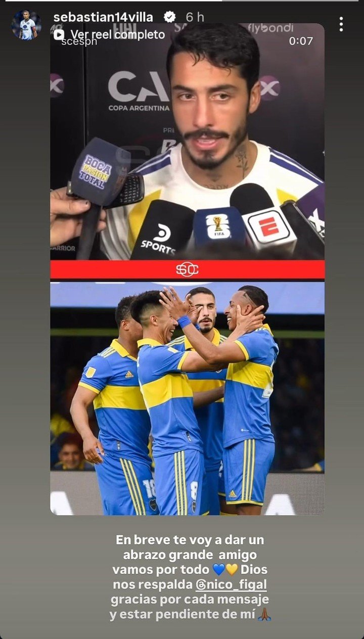 El mensaje de Villa a Nicolás Figal tras sus elogios. (Instagram)