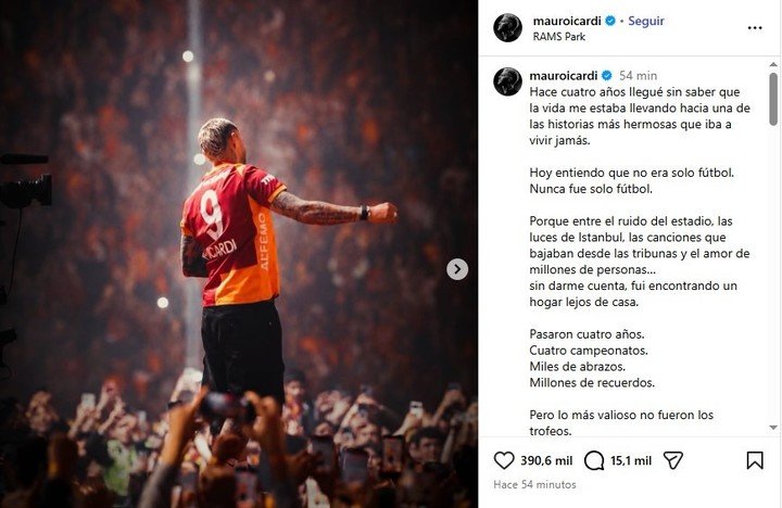 El posteo de Mauro Icardi.