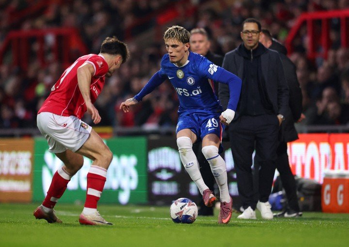 Garnacho en el Chelsea. (Foto: Reuters)
