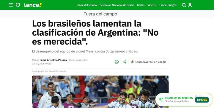 La reacción en Brasil tras la clasificación de Argentina.