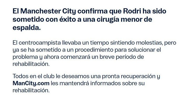 Comunicado del Manchester City.