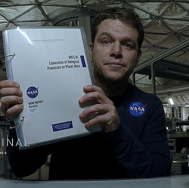 Matt Damon es el astronauta Mark Watney en Marte (The Martian).