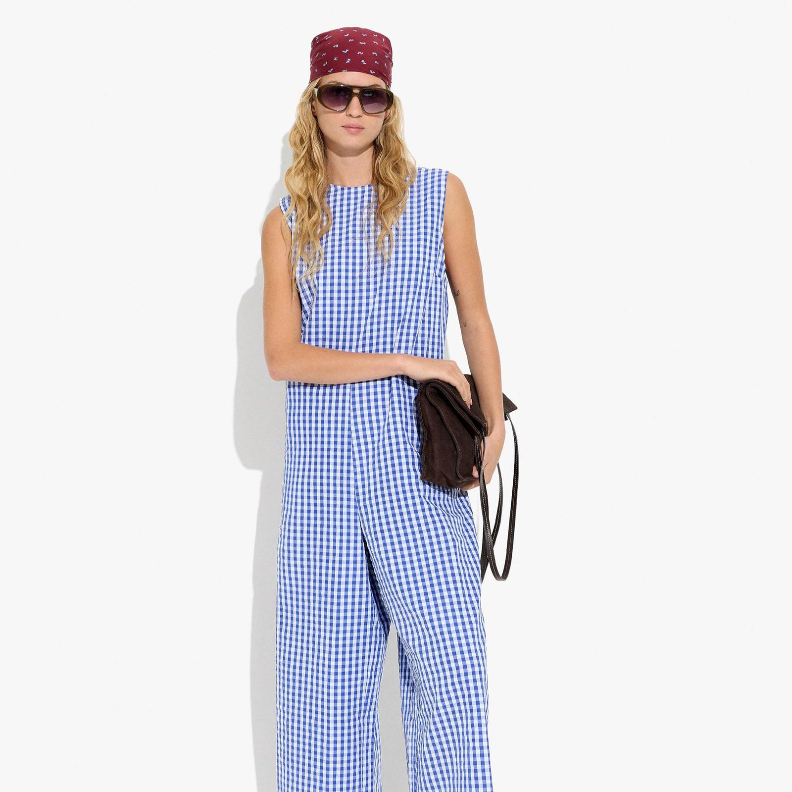 Mono largo con estampado vichy Azul Parfois