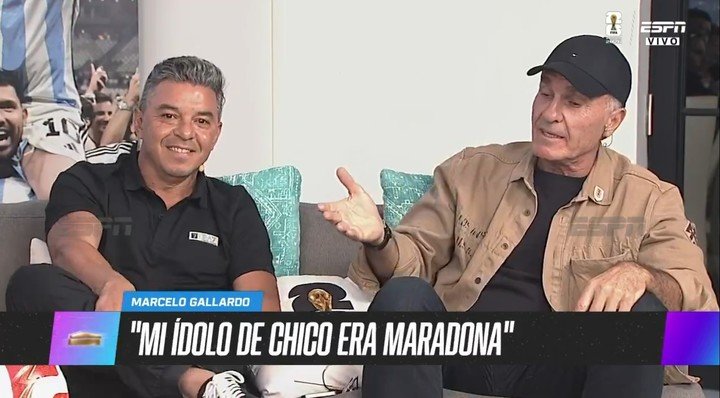 Gallardo, en su nuevo rol de panelista del Mundial (ESPN).