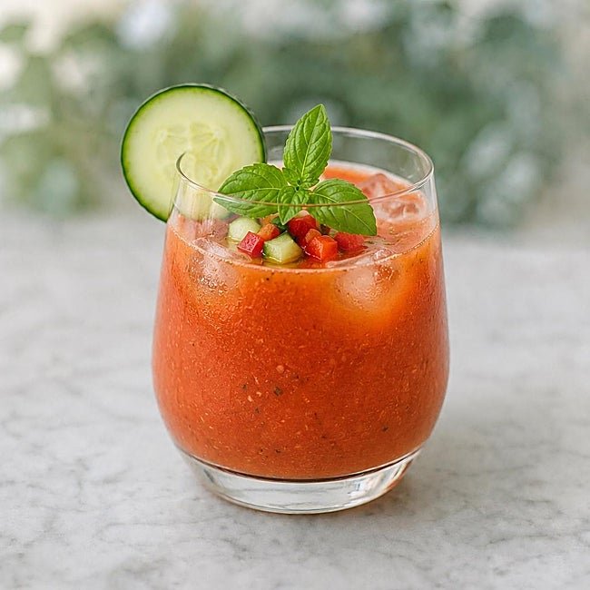 Gazpacho casero ligero Naturae, rico en licopeno, vitamina C, potasio y grasas saludables.