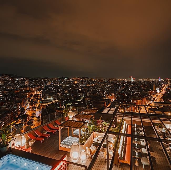 Vistas desde el rooftop del Nobu Barcelona, uno de los más altos de la ciudad.