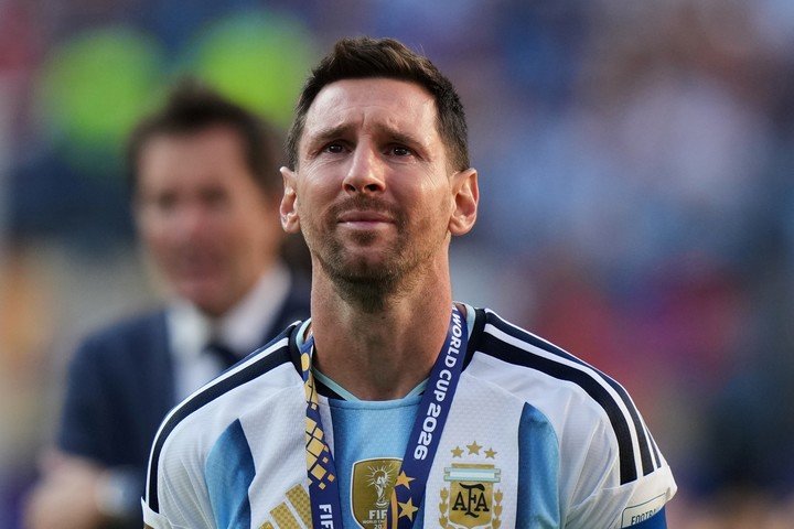 Leo y sus lagrimas tras la final del Mundial 2026. (AP Photo/Stephanie Scarbrough, File)