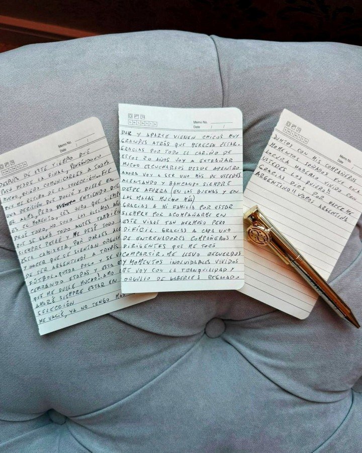 La carta de despedida de Lionel. (REUTERS)