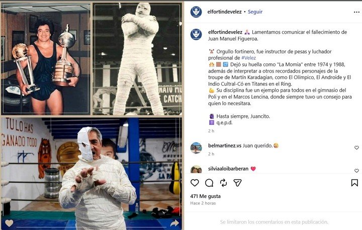 La cuenta El Fortín de Vélez recordó a Juan Manuel Figueroa, intérprete de La Momia.
