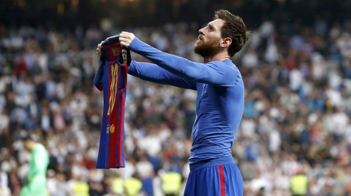 El histórico festejo de Leo Messi ante el Real Madrid.