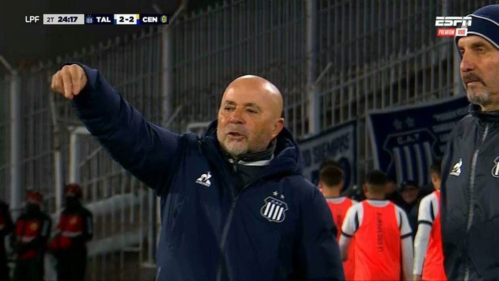 Sampaoli, en Talleres vs Rosario Central (Captura de TV)