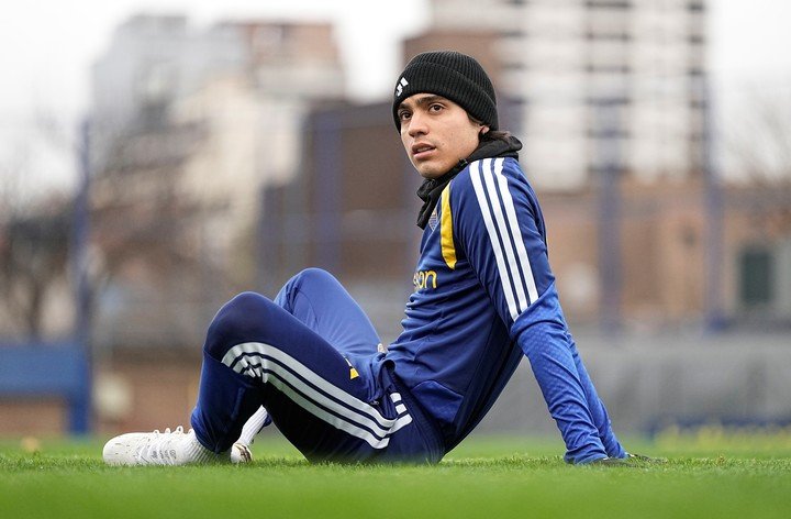 Exequiel Zeballos en el entrenamiento de Boca (Prensa Boca).