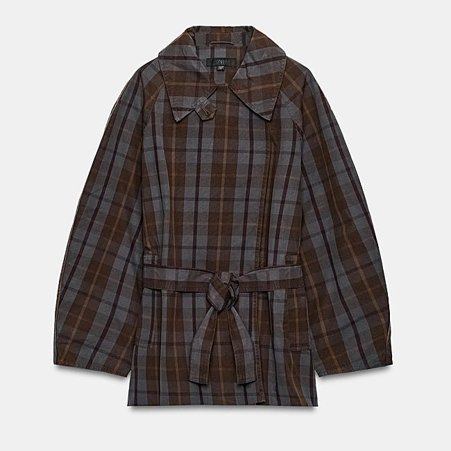Chaqueta con estampado de cuadros de Zara (69,99 euros)