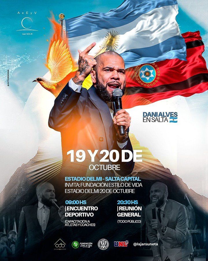 Dani Alves visitará la Argentina como predicador evangélico. (Foto: @danialves)