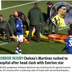 "Preocupación por Emi": qué dijeron los medios de Inglaterra sobre el impactante golpe de Dibu Martínez en el Chelsea