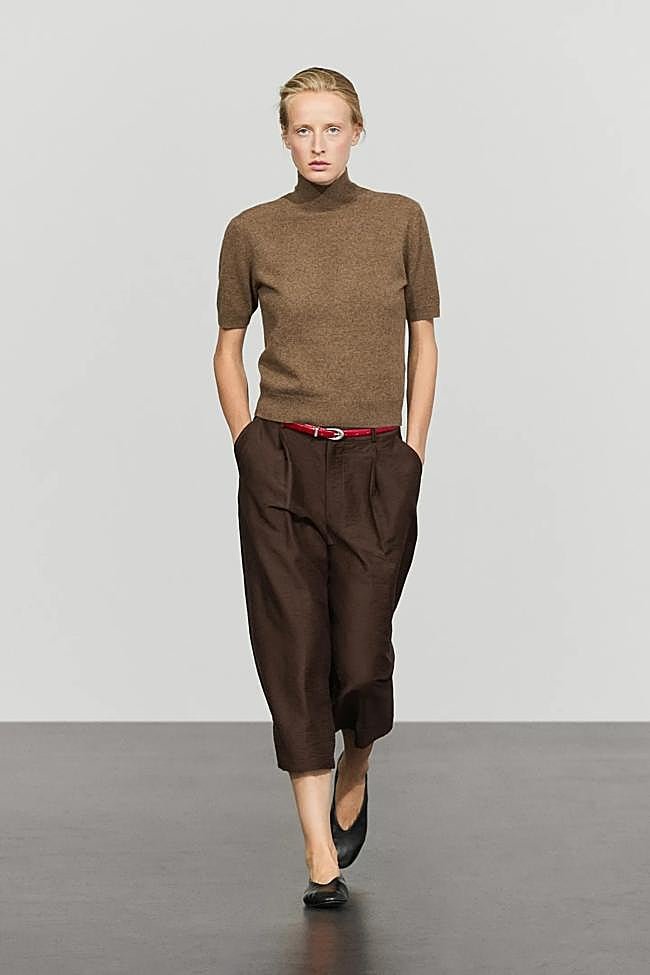 Jersey de manga corta de cashmere de Massimo Dutti.