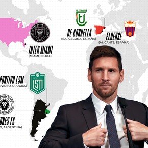 Con la confirmación de la compra de Eldense, el mapa de los clubes vinculados a Lionel Messi