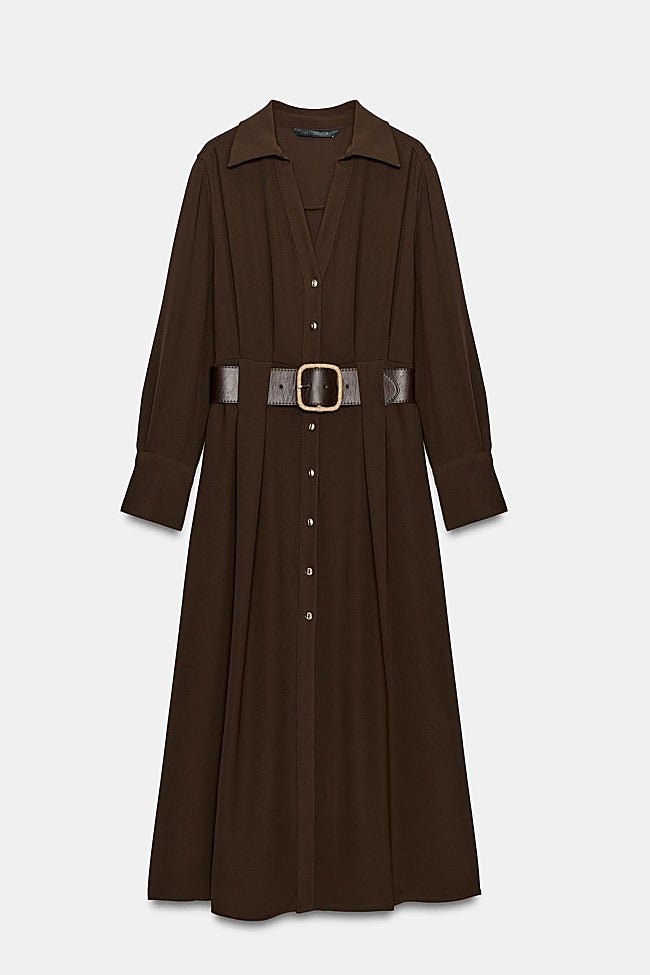 Vestido marrón de Zara (45,99 euros)