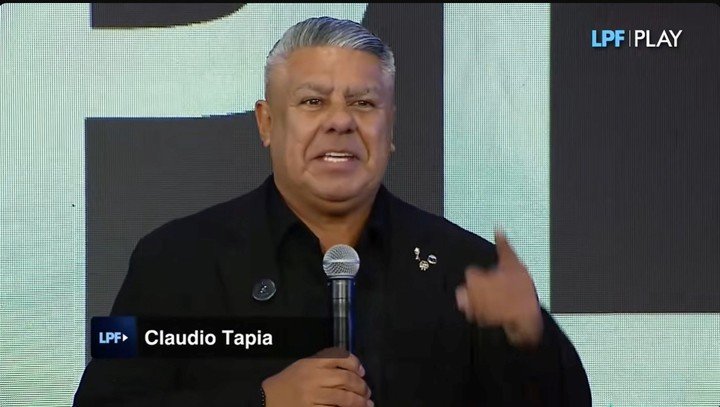 Chiqui Tapia en la presentación de LPF Play. (Captura)