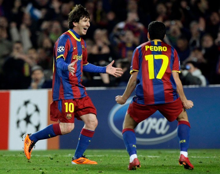 Messi y Pedro en la Champions 2011
