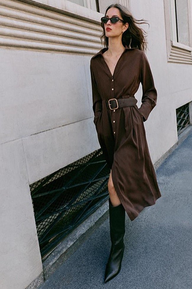 Vestido marrón de Zara (45,99 euros)