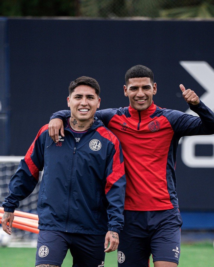 Farías y Herrera, en la práctica de San Lorenzo. (Prensa San Lorenzo).
