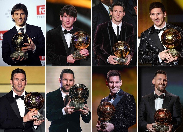 Messi y sus 8 Balones de Oro. (AFP)