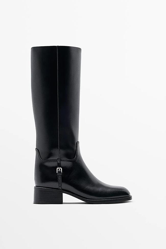 Botas altas con tacón bajo de Massimo Dutti.